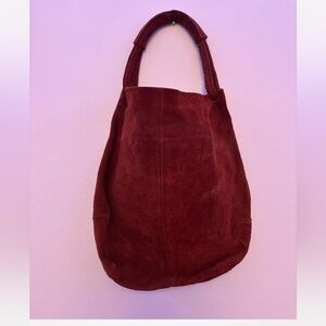 Elegant Burgundy Suede Tote Bag